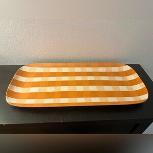 Orange and White Checkered Serving Tray Melamine Plate NWT Lightweight